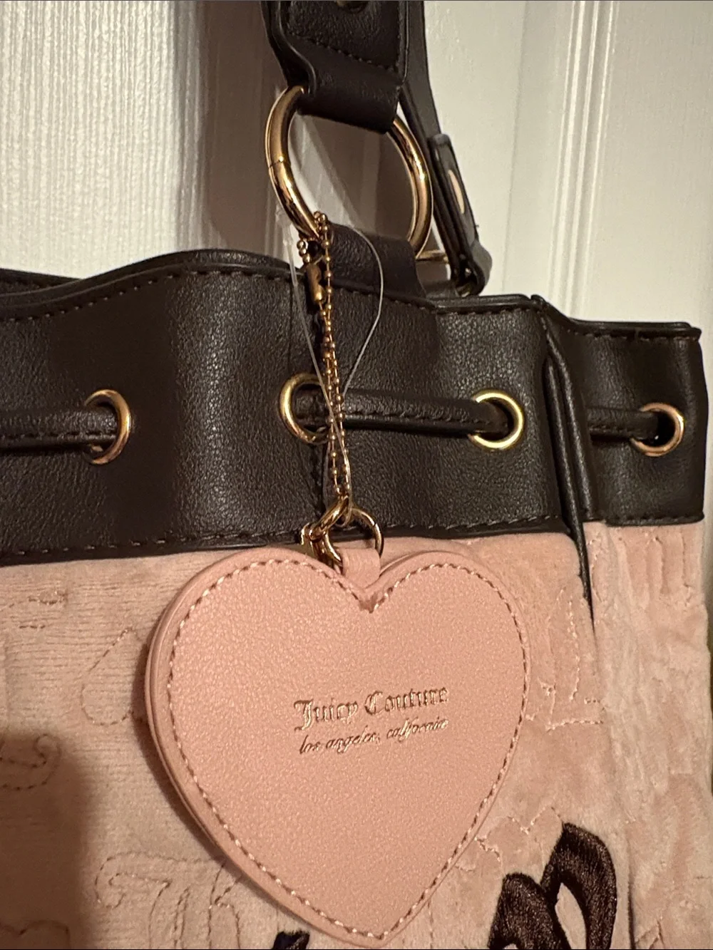 BNWT JUICY COUTURE Y2K Coquette Pink and Brown Embroidered Logo Shoulder Bag